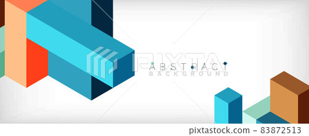 Abstract background. 3d cubes, cubic elements and blocks. Techno or business concept for wallpaper, banner, background, landing page Abstract background. 3d cubes, cubic elements and blocks. Techno or business concept for wallpaper, banner, background, landing page 83872513