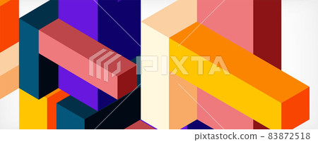 Abstract background. 3d cubes, cubic elements and blocks. Techno or business concept for wallpaper, banner, background, landing page 83872518
