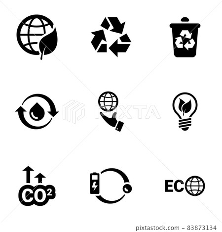 Set of simple icons on a theme Ecology, cleanliness, energy, vector, set. White background Set of simple icons on a theme Ecology, cleanliness, energy, vector, set. White background 83873134