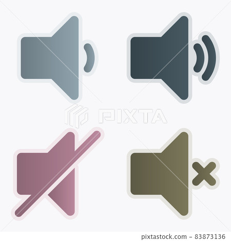 Vector illustration on a theme Loudspeaker, button, sound, music Vector illustration on a theme Loudspeaker, button, sound, music 83873136