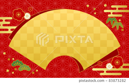 New Year's lucky charm and fan-shaped vector illustration background 83873282