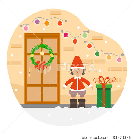 Happy New Year Merry Christmas Holiday Door Wreath 83873386