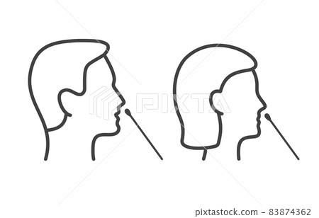 Covid nasal swab test line icon on white background. Vector illustration. Covid nasal swab test line icon on white background. Vector illustration. 83874362