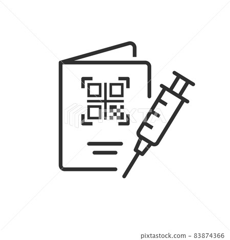 Vaccine passport line icon on white background. Vector illustration. Vaccine passport line icon on white background. Vector illustration. 83874366