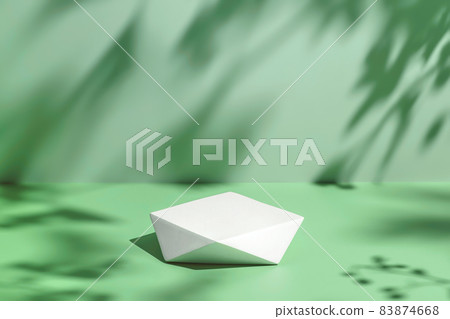 scene with polygonal podium on mint background and shadows scene with polygonal podium on mint background and shadows 83874668