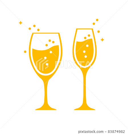 full Glass of champagne - symbol or logo. Wine glass isolated on white background. full Glass of champagne - symbol or logo. Wine glass isolated on white background. 83874982