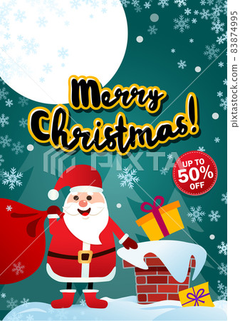 Poster Merry Christmas. Sale up to 50 off. Santa Claus 83874995