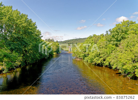 View of the Caledonian Canal where it enters Loch Ness at Fort Augustus 83875262