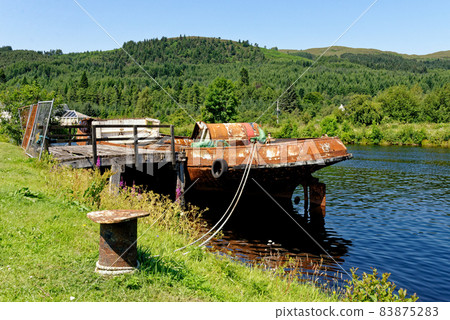 View of the Caledonian Canal where it enters Loch Ness at Fort Augustus 83875283