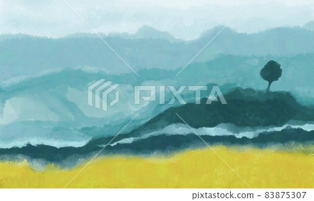nice view of mountain digital watercolor paint nature background 83875307