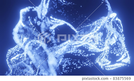 3D 渲染深色背景、淺藍色發光粒子軌跡、數字抽象背景、能量和技術 3D 渲染深色背景、淺藍色發光粒子軌跡、數字抽象背景、能量和技術 83875569