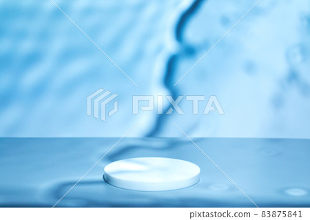 circle podium on blue background scene water waves shadows 83875841