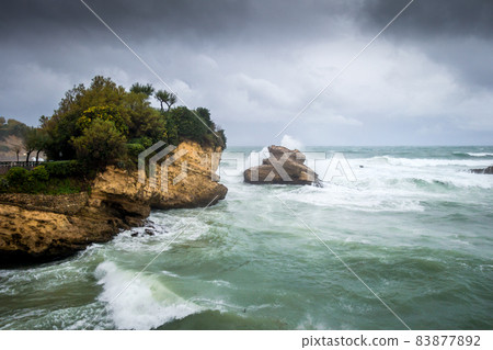 Rock of Basta and seaside in biarritz 83877892