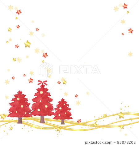 冬季框架紅色和金色聖誕樹（方形） 83878208