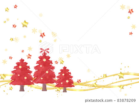 冬季框架紅色和金色聖誕樹 冬季框架紅色和金色聖誕樹 83878209
