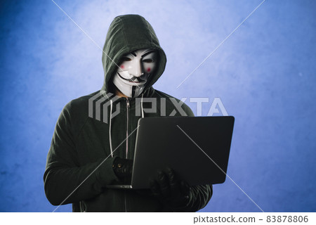 hacker with anonymous mask. High quality beautiful photo concept 83878806