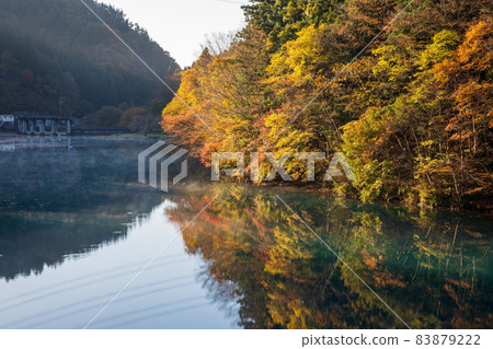 Lake Shima Lake in autumn, Nakanojo Town, Gunma Prefecture 83879222