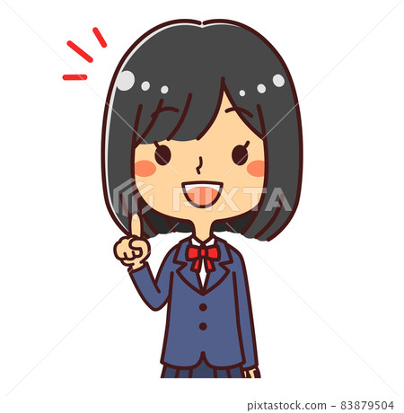 指著左上身插畫素材的女學生 插圖素材 圖庫