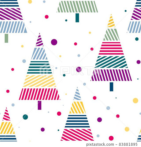 Festive multicolored Christmas trees seamless pattern. Festive multicolored Christmas trees seamless pattern. 83881895