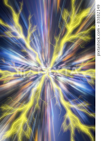 扭曲到不同維度空間的圖像。閃電，時光機。 83882149