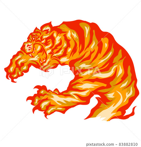 Attacking flame tiger Attacking flame tiger 83882810