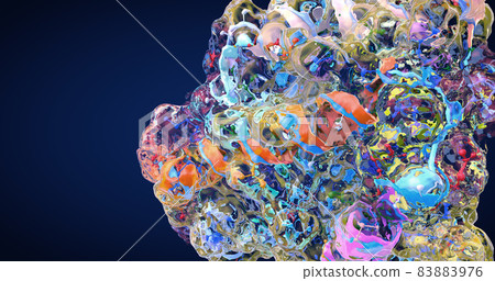 Colorful chain of amino acids or bio molecules called proteins - 3d illustration 83883976