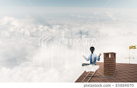 Concept of security and privacy protection with camera headed ma Concept of security and privacy protection with camera headed ma 83884070