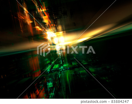 Technology background with perspective and light effects - 3d illustration Technology background with perspective and light effects - 3d illustration 83884247
