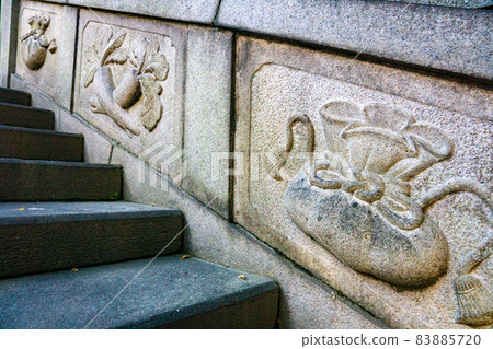 Honryuin, Mt. Machidai, decoration of stairs, radish and purse 83885720