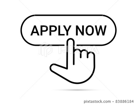 Apply now job submit button line icon. Vector apply now click cursor Apply now job submit button line icon. Vector apply now click cursor 83886184