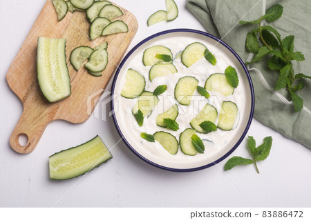 Traditional Indian Raita with Dahi in a bowl 83886472