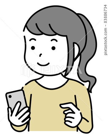 A child girl who operates a smartphone A child girl who operates a smartphone 83886734
