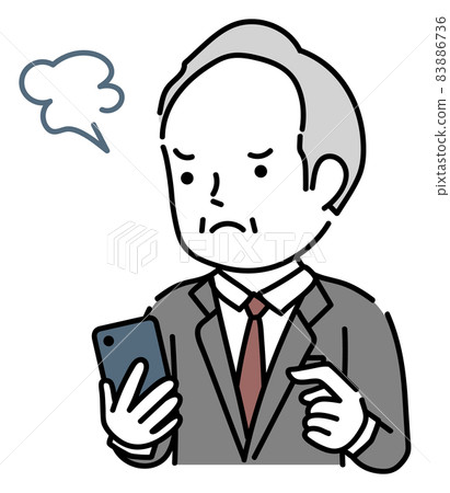 Frustrated senior male business person operating a smartphone Frustrated senior male business person operating a smartphone 83886736
