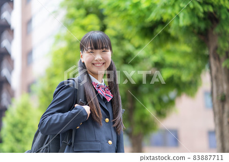 A girl with a twin tail who goes to school in uniform A girl with a twin tail who goes to school in uniform 83887711