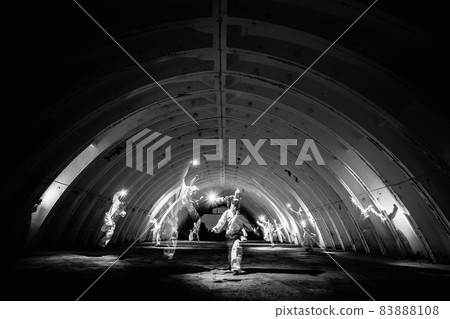 Ghosts in dark tunnel of nuclear power plant 83888108