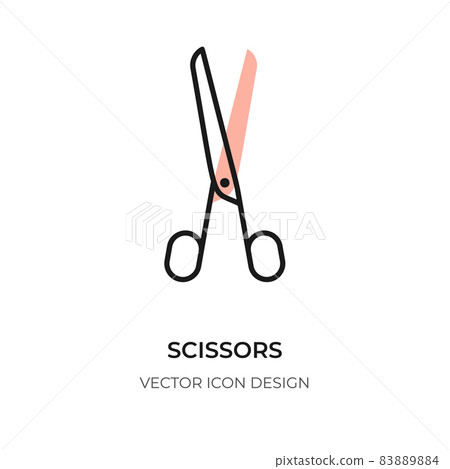 Scissor flat outline icon closeup shear logo Scissor flat outline icon closeup shear logo 83889884