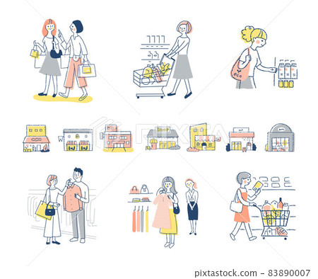 Various shopping scene sets 83890007