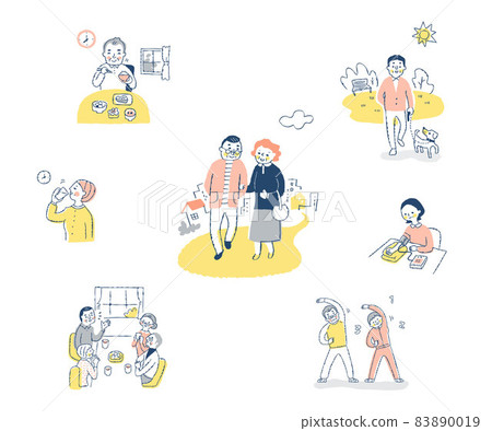 Middle-aged and older lifestyle various scene sets Middle-aged and older lifestyle various scene sets 83890019