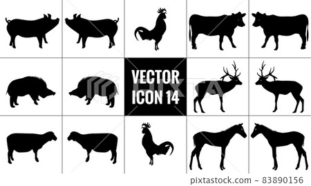 Game / meat silhouette icon set Game / meat silhouette icon set 83890156