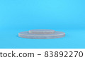 3D illustration. White textures. Light marble podium for packaging presentation on a blue background 83892270