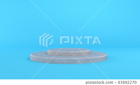 3D illustration. White textures. Light marble podium for packaging presentation on a blue background 83892270