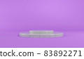 3D illustration. White textures. Light marble podium for packaging presentation on a violet background 83892271