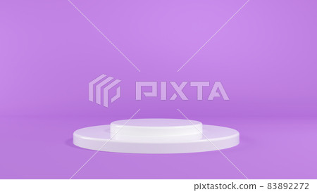 3D render. White plastic textures. 3D white podium for packaging presentation on a violet background 83892272