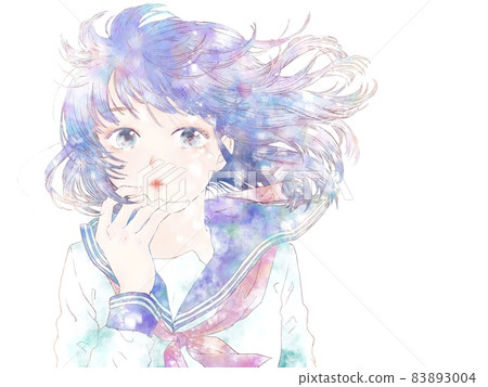 Female student with fluttering hair / normal Female student with fluttering hair / normal 83893004