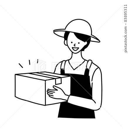 Female cardboard receipt delivery illustration 83895311