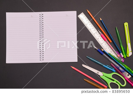 Back to school and education concept Notebook and stationery Back to school and education concept Notebook and stationery 83895650