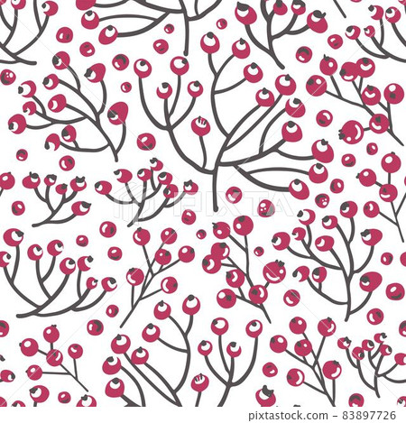 Berries on branches, rowanberry seamless pattern 83897726