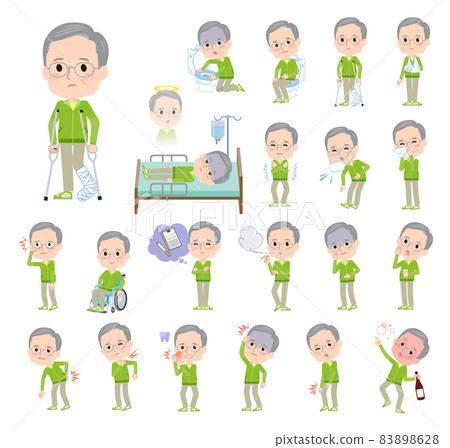Injured or sick green jersey set of older men 83898628