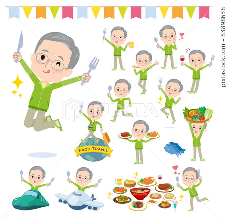 綠色球衣老年男士參加美食活動 83898638