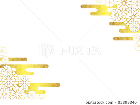 Gold leaf style Japanese flower and hemp leaf cloud frame horizontal 83898840